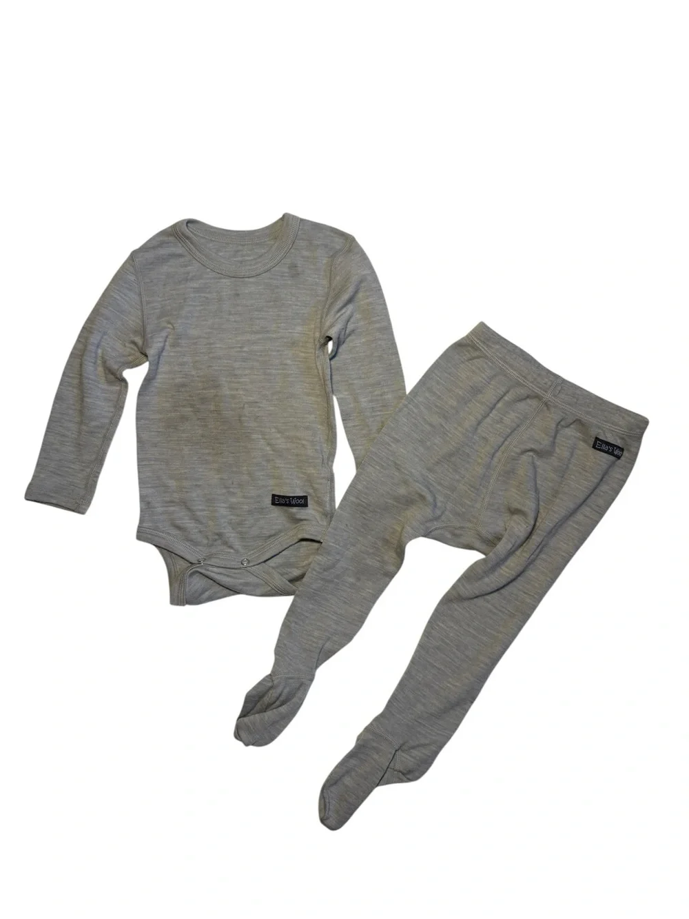 Ellas Wool 100% Wool Long Sleeve Bodysuit and Footed Pants Set